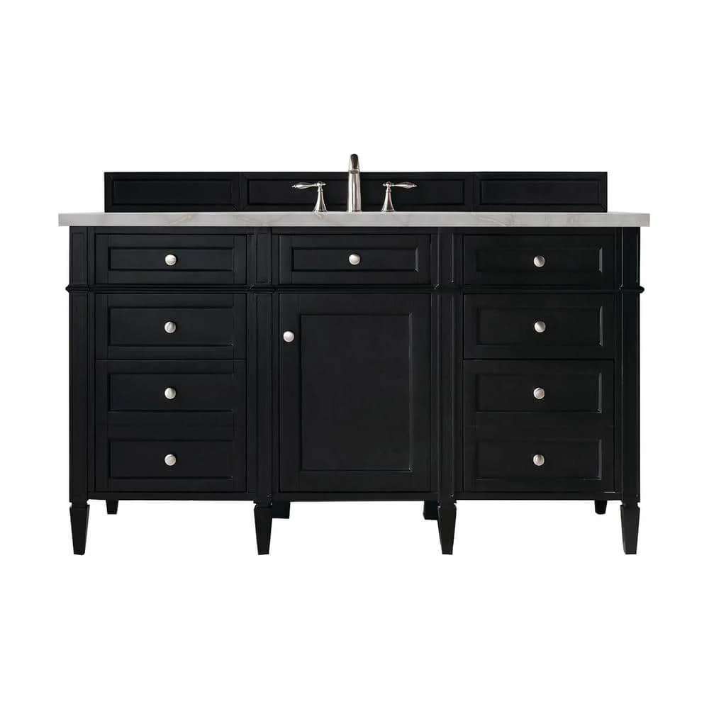 James Martin Vanities Brittany 60" Black Onyx Bathroom Vanity with Quartz Top
