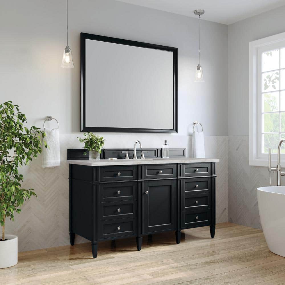 James Martin Vanities Brittany 60" Black Onyx Bathroom Vanity with Quartz Top - Image 3