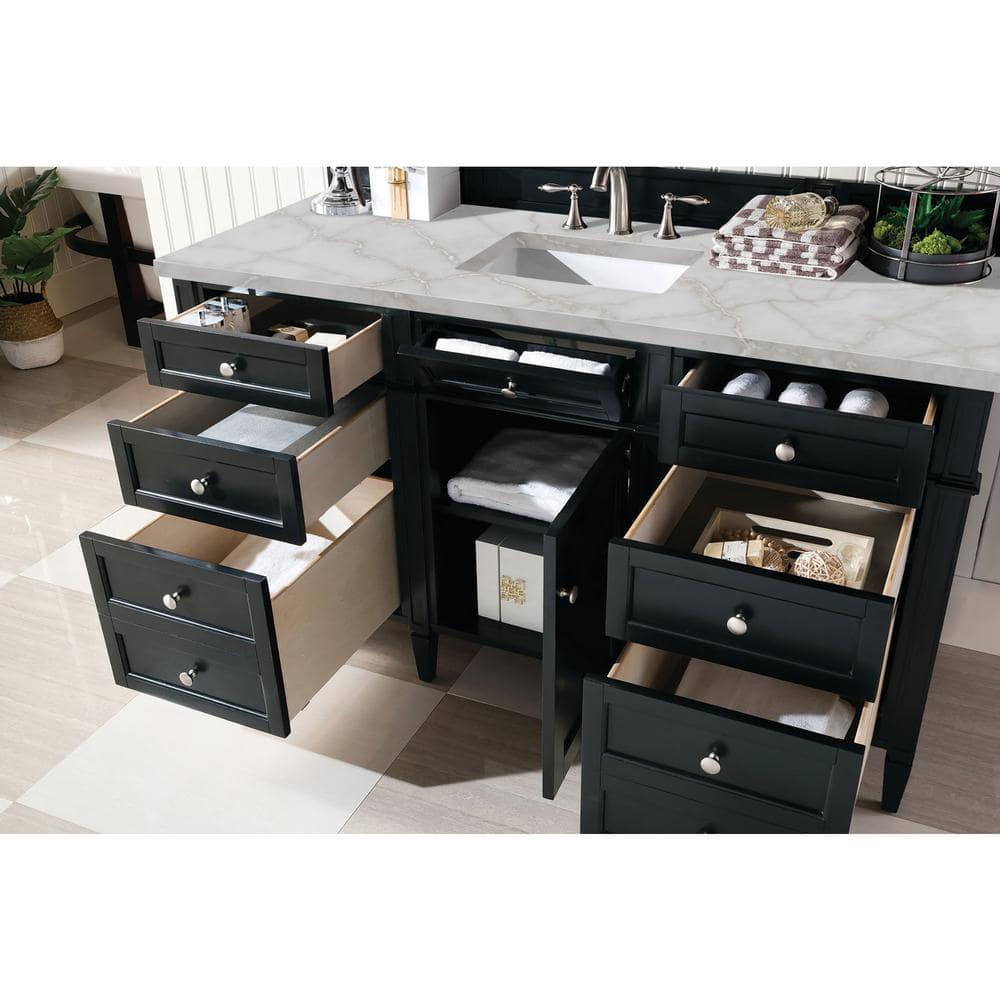 James Martin Vanities Brittany 60" Black Onyx Bathroom Vanity with Quartz Top - Image 4