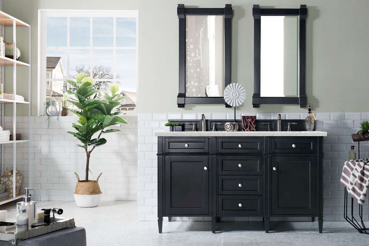 James Martin Vanities Brittany 60" Double-Basin Poplar Wood Bathroom Vanity Set with 3 cm Pearl Jasmine Quartz Top, Rectangular Undermount Sinks – Smokey Celadon - Image 5
