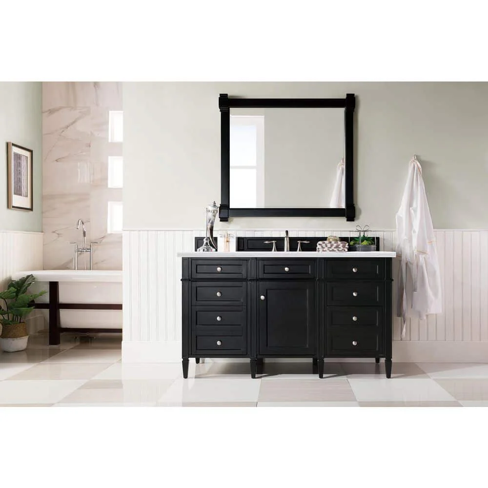 James Martin Vanities Brittany 60" Single Bath Vanity in Black Onyx with Arctic Fall Top - Image 4