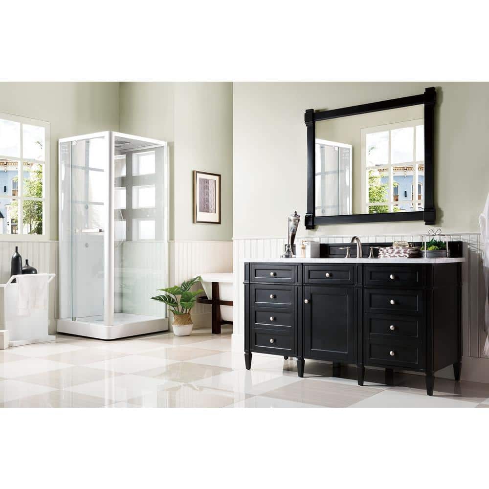 James Martin Vanities Brittany 60" Single Bath Vanity in Black Onyx with Arctic Fall Top - Image 5