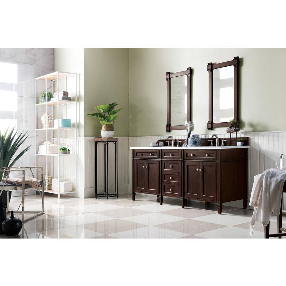 James Martin Vanities Brittany 72" Double Bath Vanity in Burnished Mahogany with Carrara Marble Top - Image 5