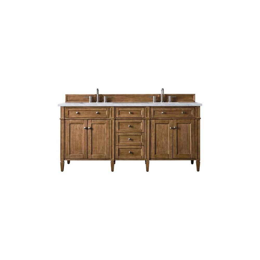 James Martin Vanities Brittany 72" Saddle Brown Bathroom Vanity with Quartz Top
