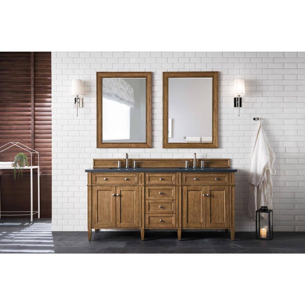 James Martin Vanities Brittany 72" Saddle Brown Double Vanity with Charcoal Soapstone Quartz Top - Image 2