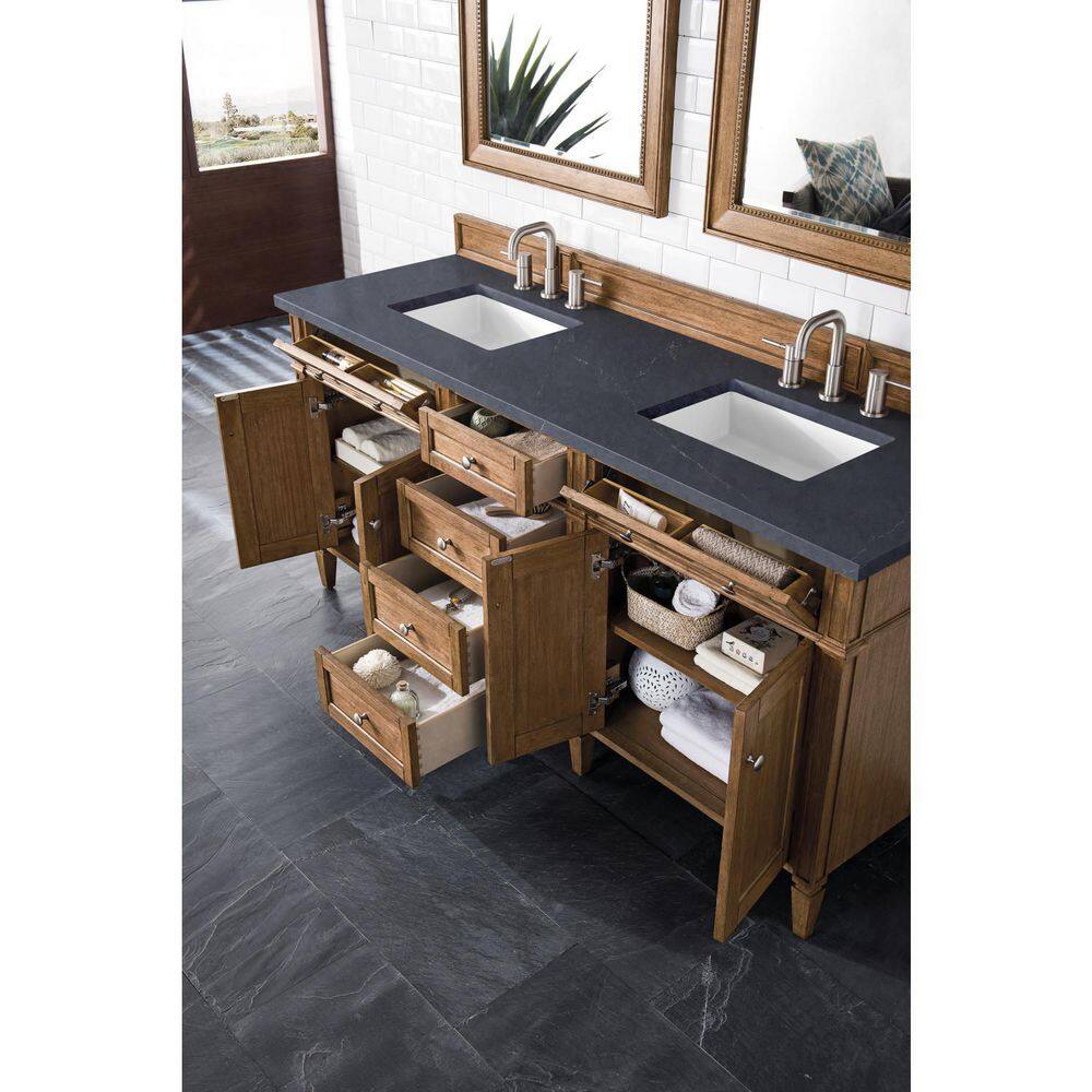 James Martin Vanities Brittany 72" Saddle Brown Double Vanity with Charcoal Soapstone Quartz Top - Image 4