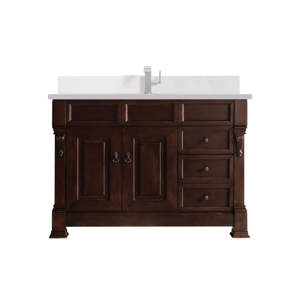 James Martin Vanities Brookfield 48" Single Bathroom Vanity in Burnished Mahogany with Quartz Top