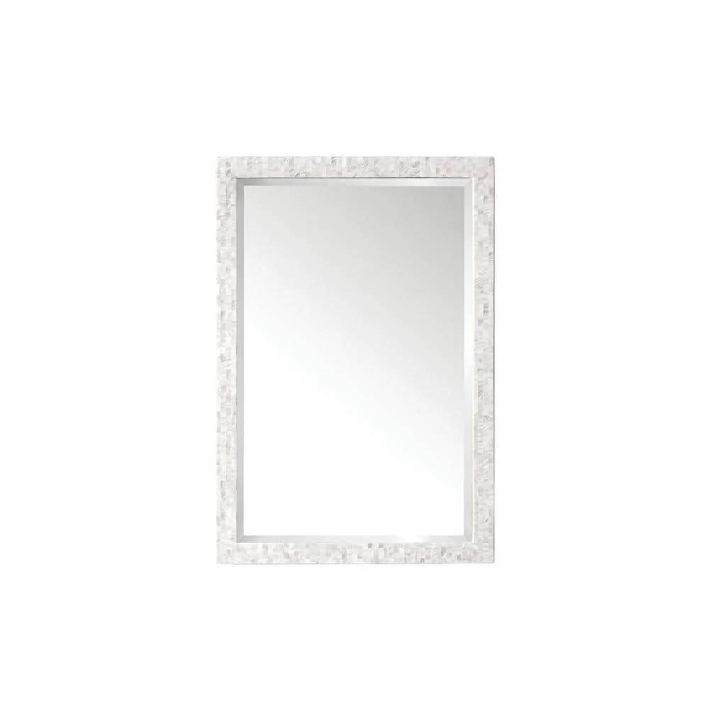 James Martin Vanities Callie 26" x 38" Rectangular Vanity Mirror in White Mother of Pearl