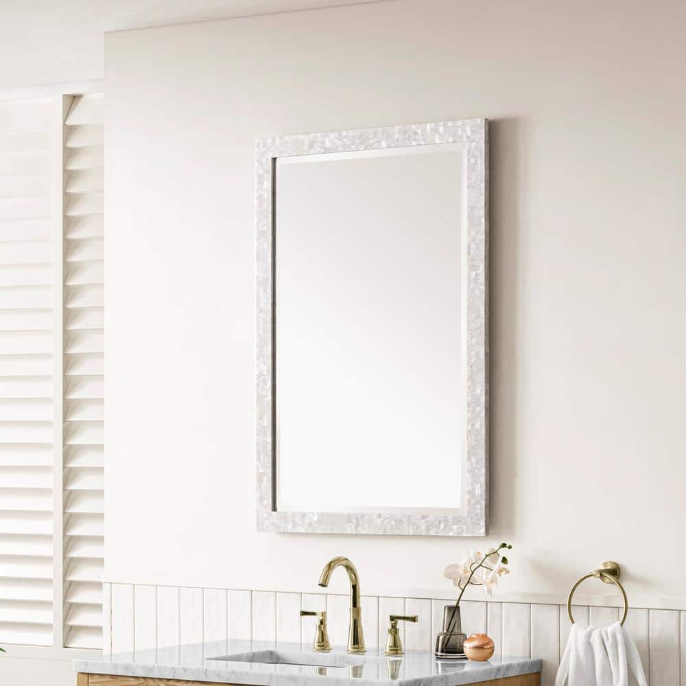 James Martin Vanities Callie 26" x 38" Rectangular Vanity Mirror in White Mother of Pearl - Image 4