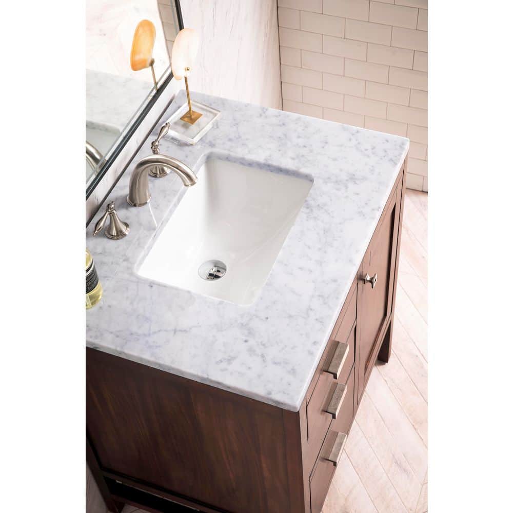 James Martin Vanities Carrara Marble Vanity Top with Porcelain Sink, 26 in.