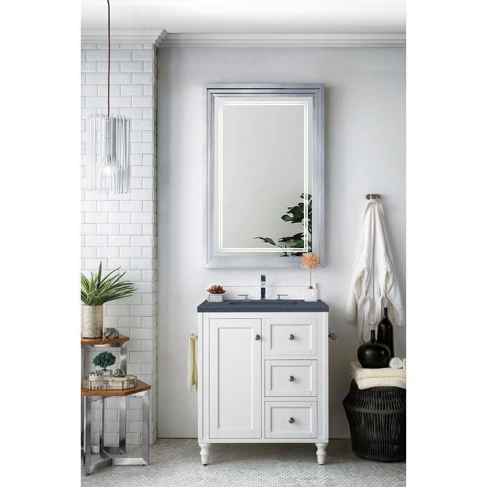 James Martin Vanities Copper Cove Encore 30" Bright White Vanity with Charcoal Soapstone Quartz Top