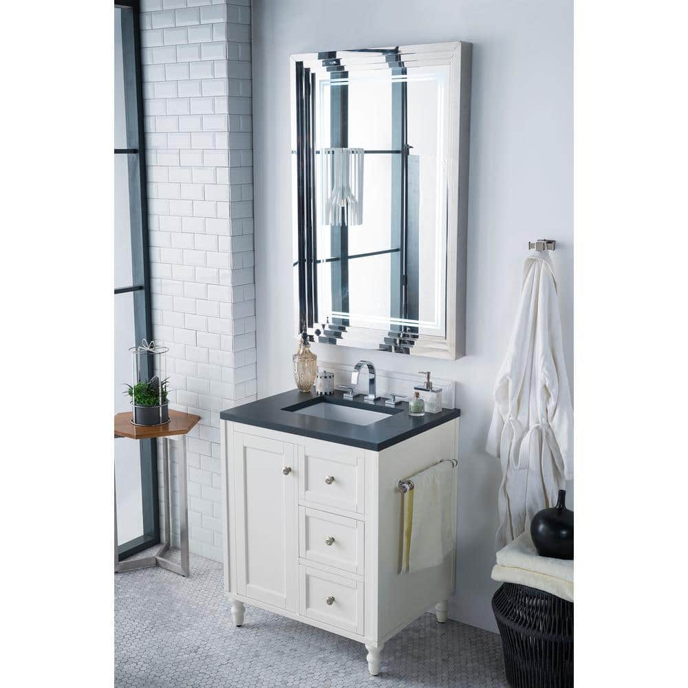 James Martin Vanities Copper Cove Encore 30" Bright White Vanity with Charcoal Soapstone Quartz Top - Image 2