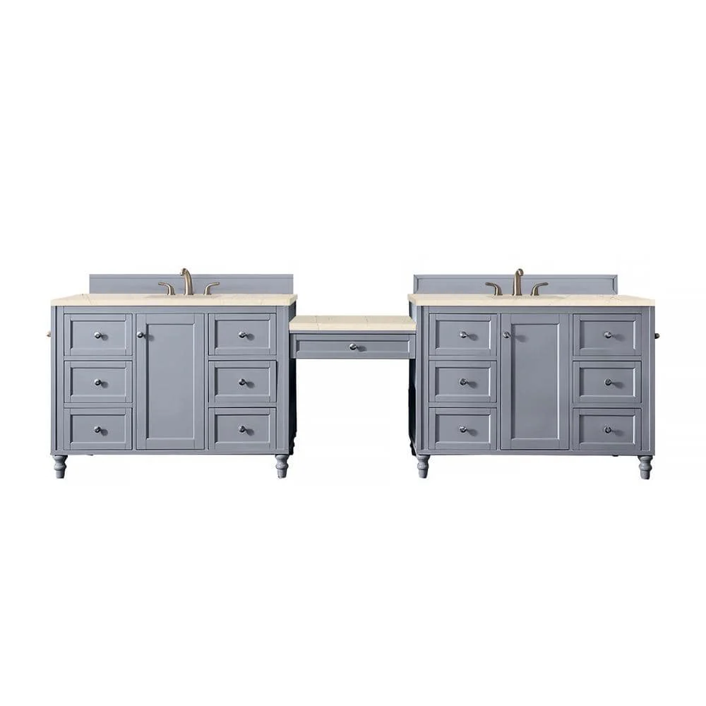 James Martin Vanities Copper Cove Encore Double Bath Vanity, Silver Gray, Quartz Top