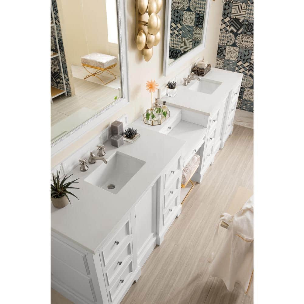 James Martin Vanities De Soto 120.5" Double Bathroom Vanity in Bright White with Quartz Top - Image 2