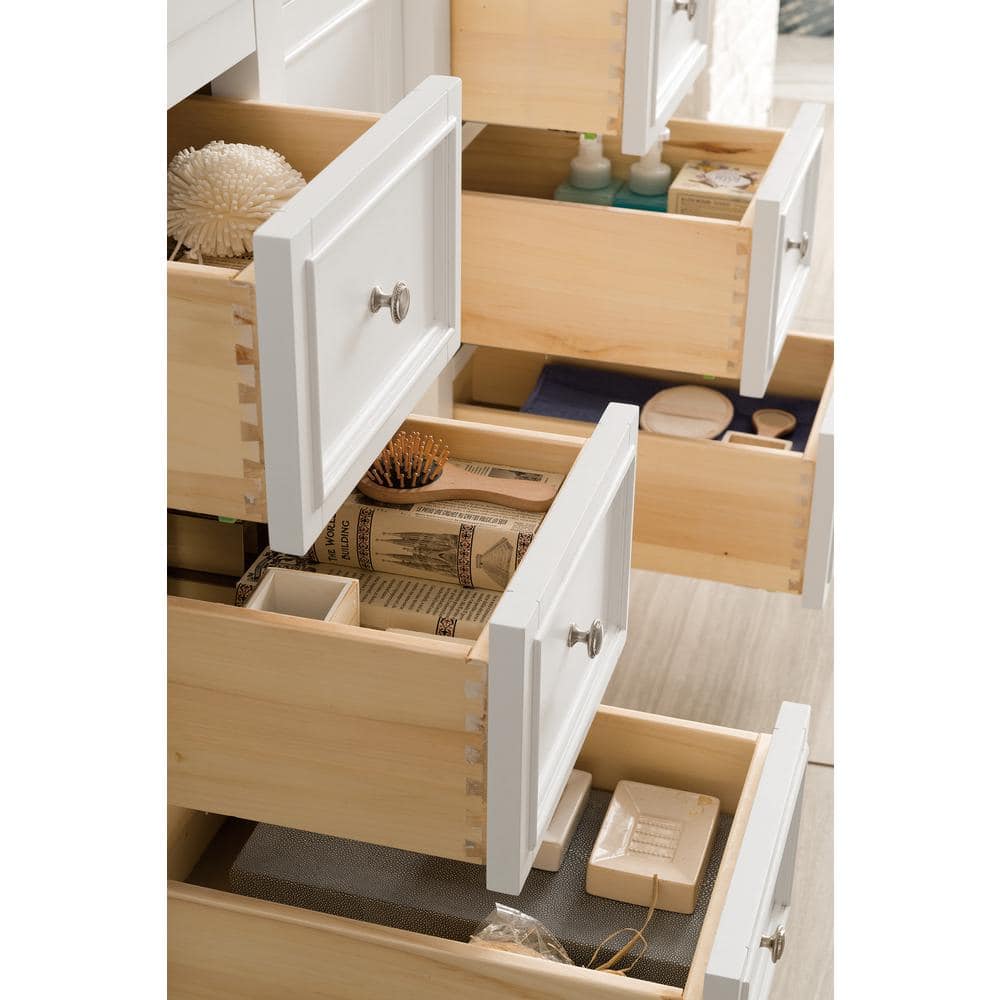 James Martin Vanities De Soto 120.5" Double Bathroom Vanity in Bright White with Quartz Top - Image 3