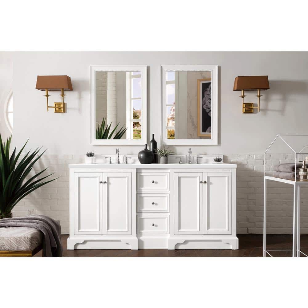James Martin Vanities De Soto 73.3" Bright White Double Vanity with White Zeus Quartz Top - Image 2