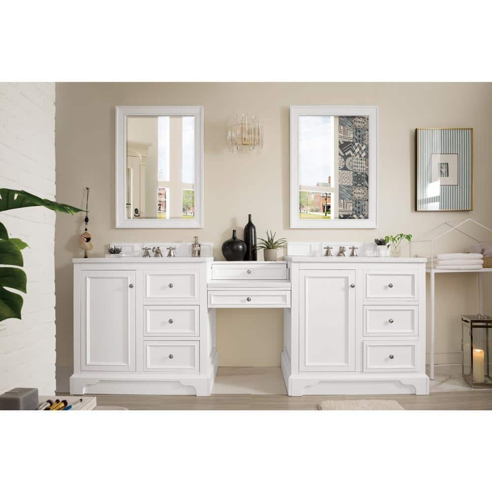 James Martin Vanities De Soto 96.5" Double Bathroom Vanity with Bright White Finish and Quartz Top - Image 2