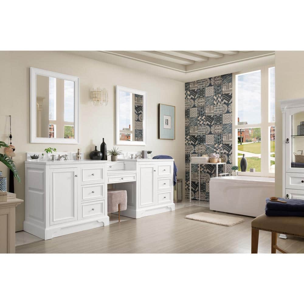 James Martin Vanities De Soto 96.5" Double Bathroom Vanity with Bright White Finish and Quartz Top - Image 3
