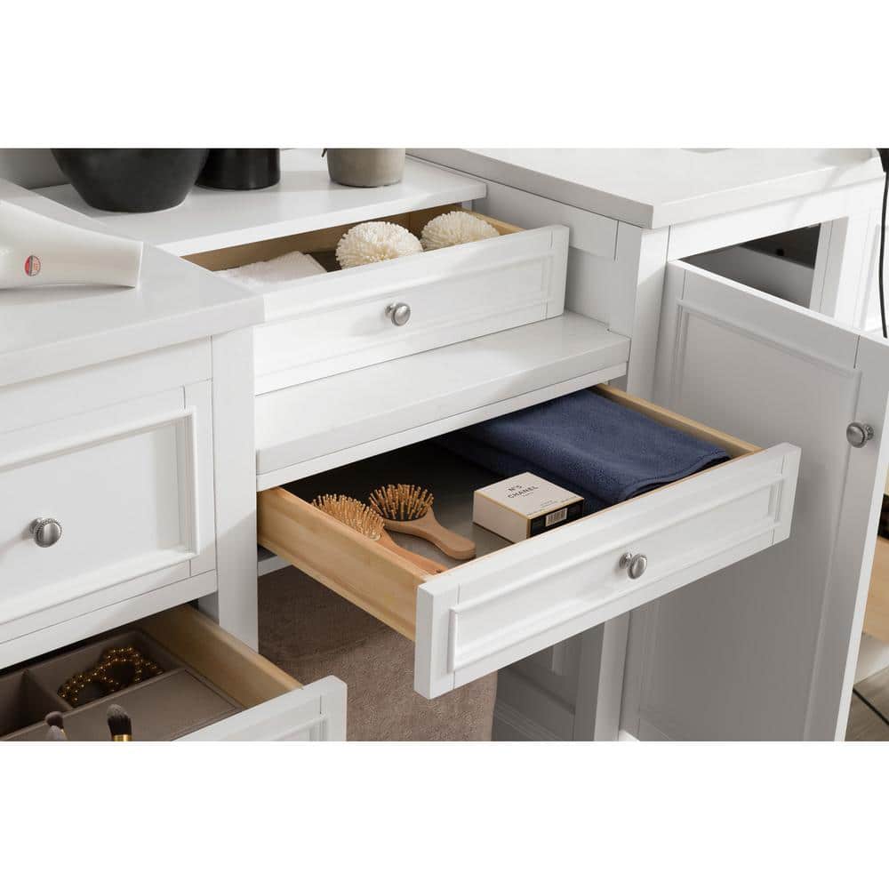 James Martin Vanities De Soto 96.5" Double Bathroom Vanity with Bright White Finish and Quartz Top - Image 5