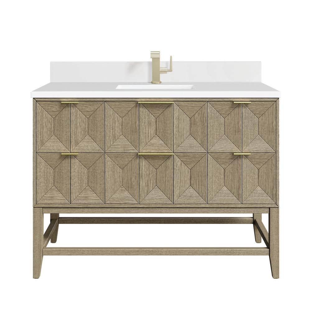 James Martin Vanities Emmeline 48" Bathroom Vanity in Pebble Oak with Quartz Top - Image 2