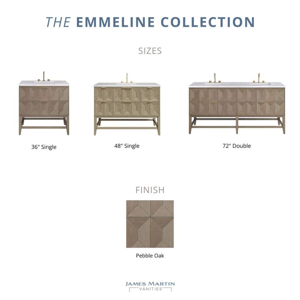 James Martin Vanities Emmeline 48" Bathroom Vanity in Pebble Oak with Quartz Top - Image 9