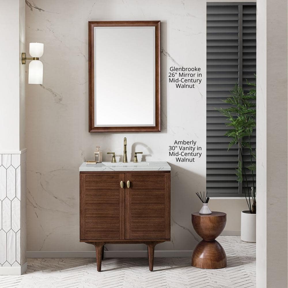 James Martin Vanities Glenbrooke 26" x 40" Mid-Century Walnut Vanity Mirror - Image 2