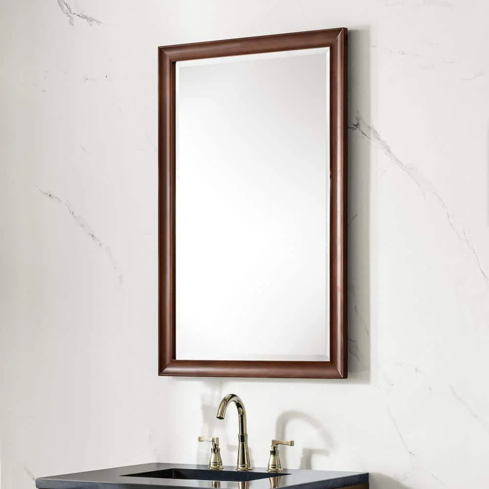James Martin Vanities Glenbrooke 26" x 40" Mid-Century Walnut Vanity Mirror - Image 5