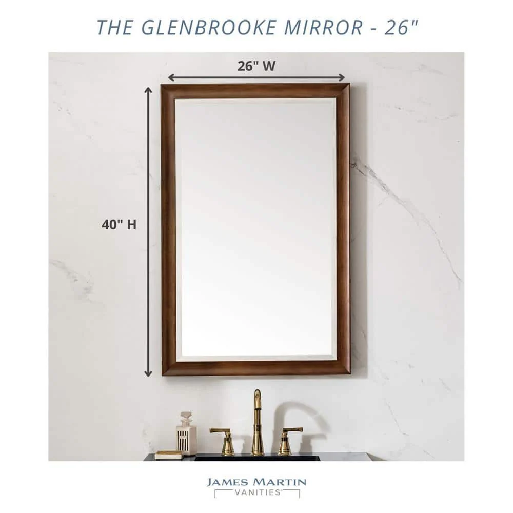 James Martin Vanities Glenbrooke 26" x 40" Rectangular Bathroom Vanity Mirror in White Wash Walnut - Image 7