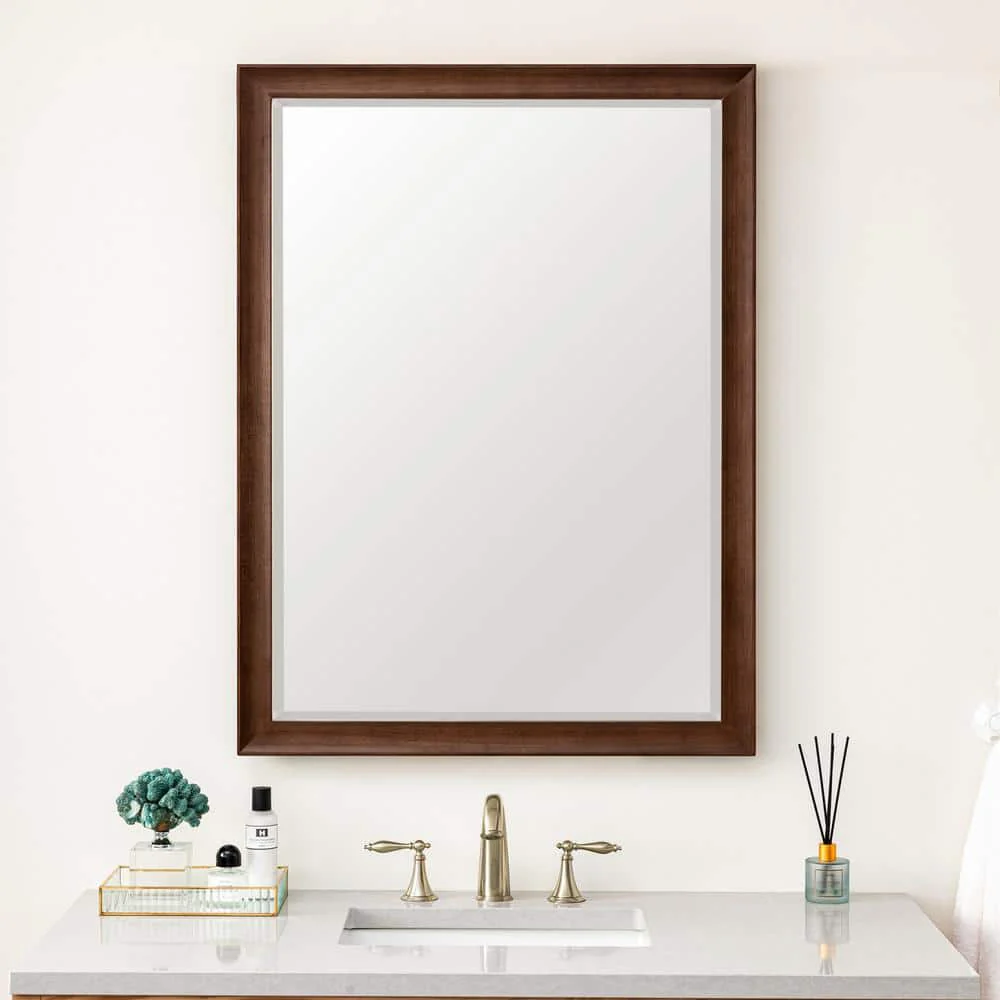 James Martin Vanities Glenbrooke 30" x 40" Mid-Century Walnut Vanity Mirror - Image 3