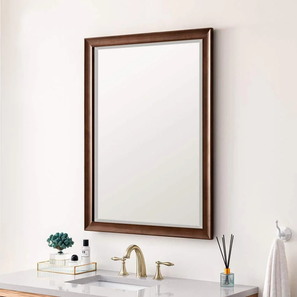 James Martin Vanities Glenbrooke 30" x 40" Mid-Century Walnut Vanity Mirror - Image 4