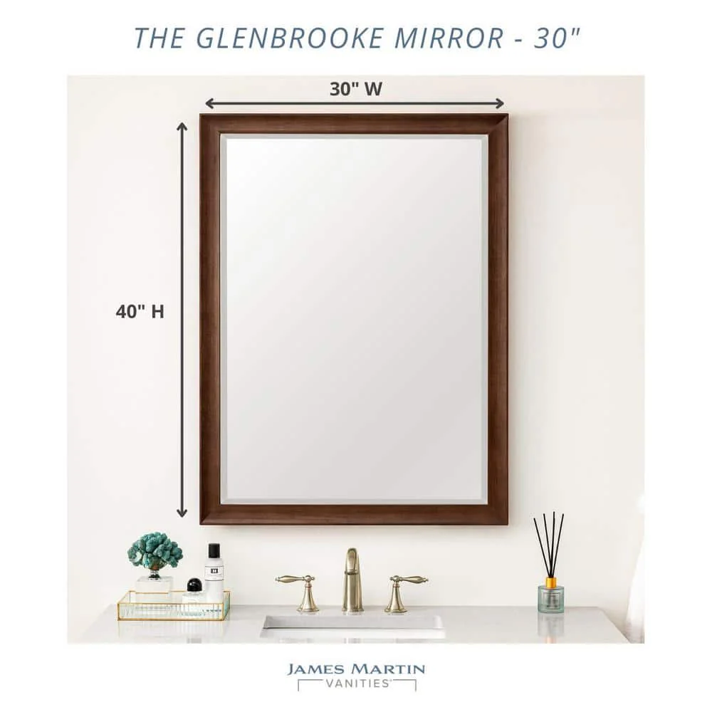 James Martin Vanities Glenbrooke 30" x 40" Rectangular Bathroom Vanity Mirror in White Wash Walnut - Image 6