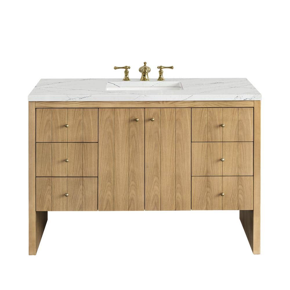 James Martin Vanities Hudson 48" Bathroom Vanity in Light Natural Oak with Quartz Top
