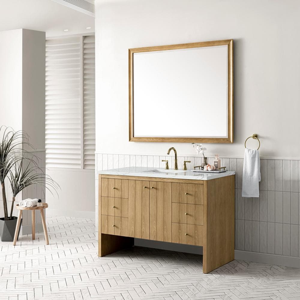 James Martin Vanities Hudson 48" Bathroom Vanity in Light Natural Oak with Quartz Top - Image 4