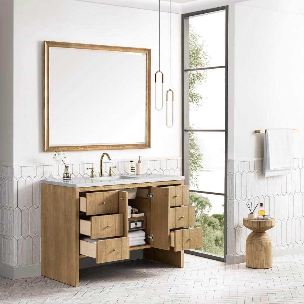James Martin Vanities Hudson 48" Bathroom Vanity in Light Natural Oak with Quartz Top - Image 5