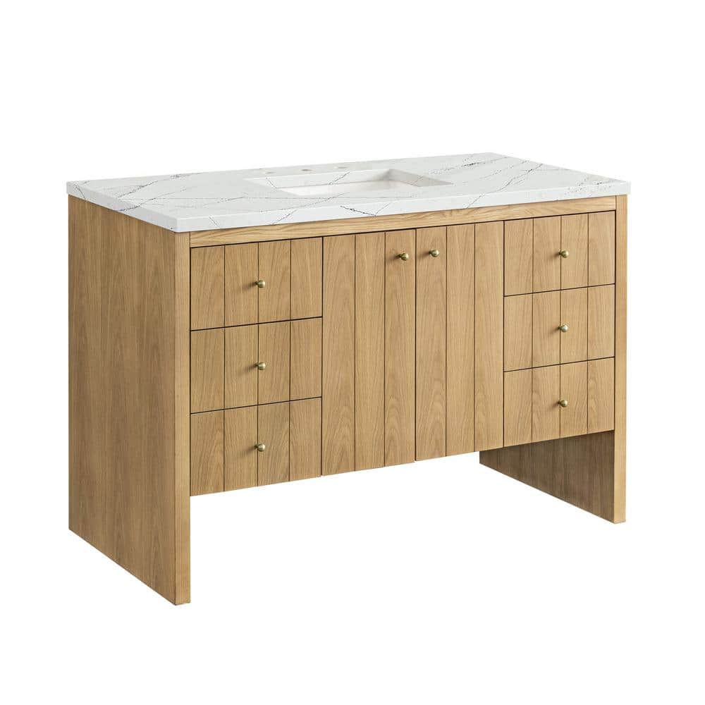 James Martin Vanities Hudson 48" Bathroom Vanity in Light Natural Oak with Quartz Top - Image 7