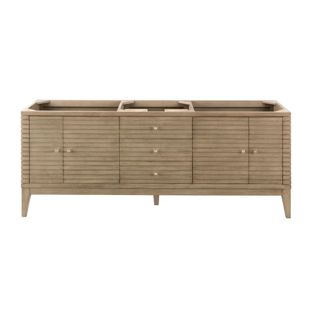James Martin Vanities Linear 72" Single Bath Vanity, Whitewashed Walnut with Glossy White Top - Image 3