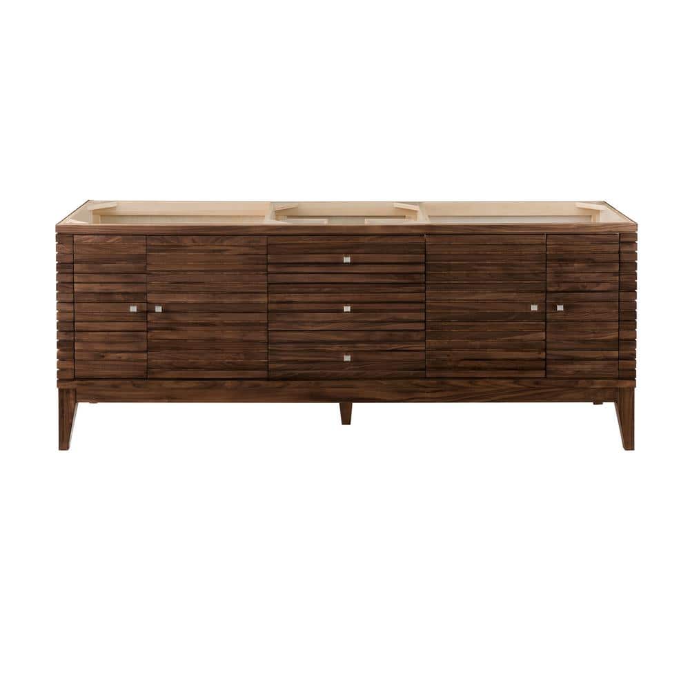 James Martin Vanities Linear Double Bath Vanity, 72.5 in., Walnut Finish, Glossy White Top - Image 7
