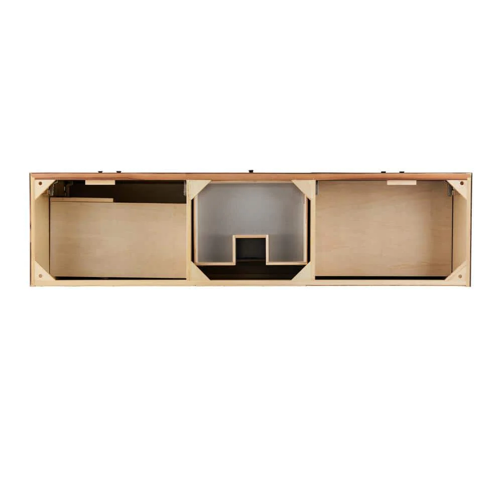 James Martin Vanities Linear Double Bath Vanity, 72.5 in., Walnut Finish, Glossy White Top - Image 8