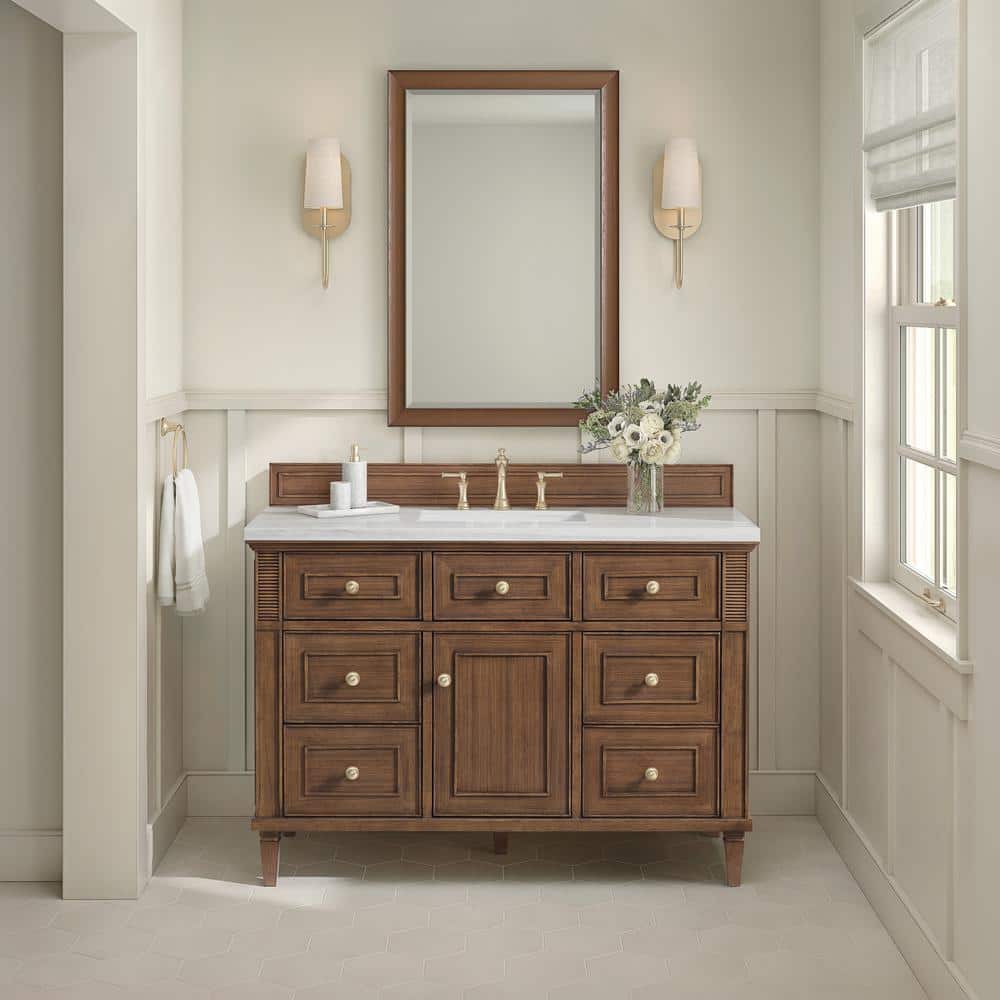 James Martin Vanities Lorelai 48" Single Bath Vanity in Mid-Century Walnut with Arctic Fall Top - Image 2