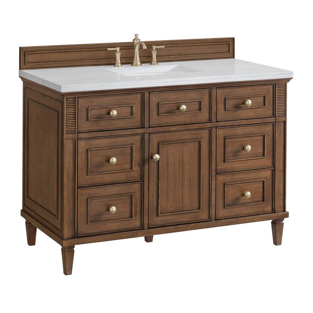 James Martin Vanities Lorelai 48" Single Bath Vanity in Mid-Century Walnut with Arctic Fall Top - Image 6