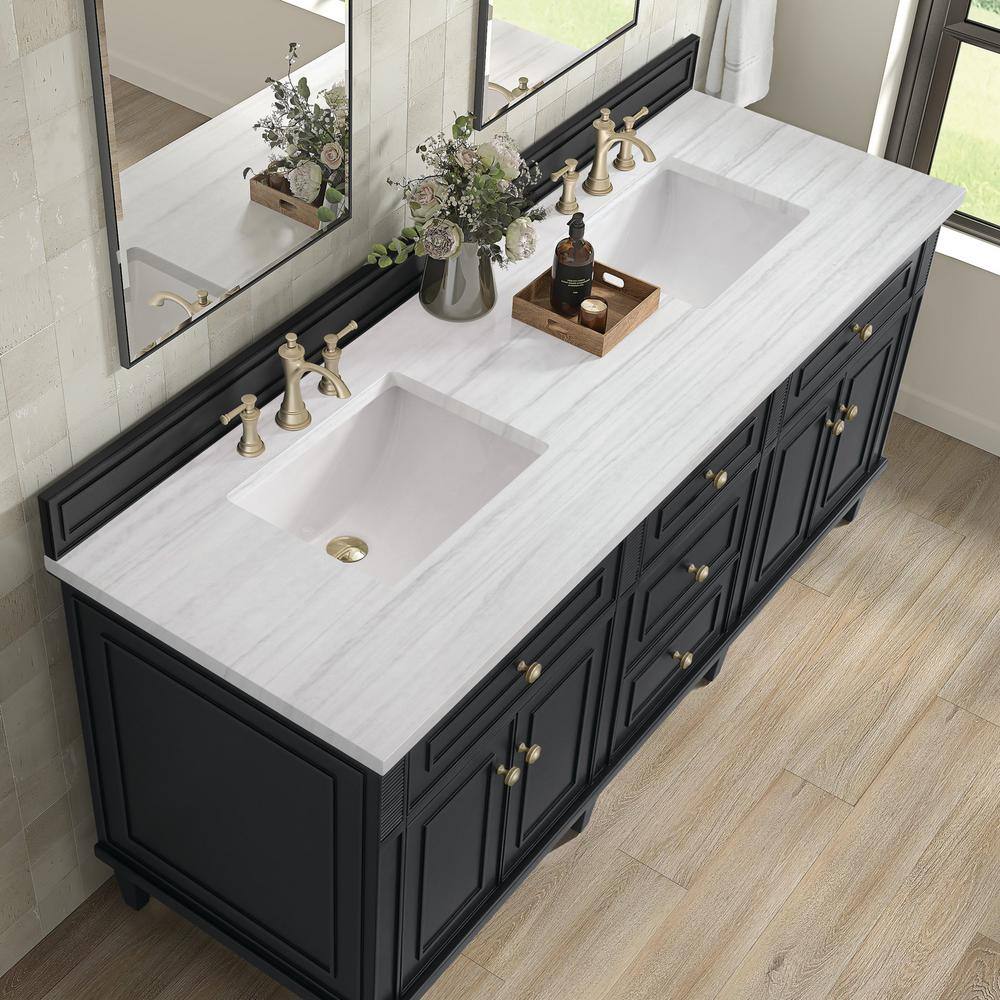 James Martin Vanities Lorelai 72" Double Bath Vanity in Black Onyx with Arctic Fall Top - Image 5