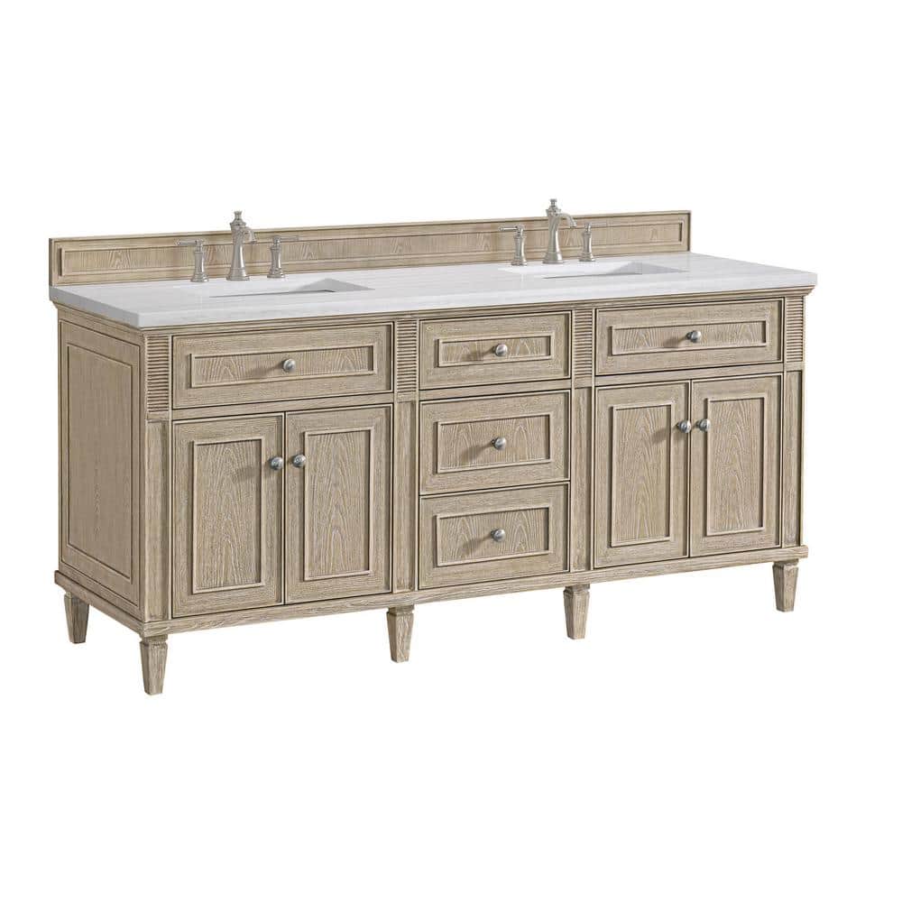 James Martin Vanities Lorelai 72" Double Sink Vanity in Whitewashed Oak with Arctic Fall Top - Image 2