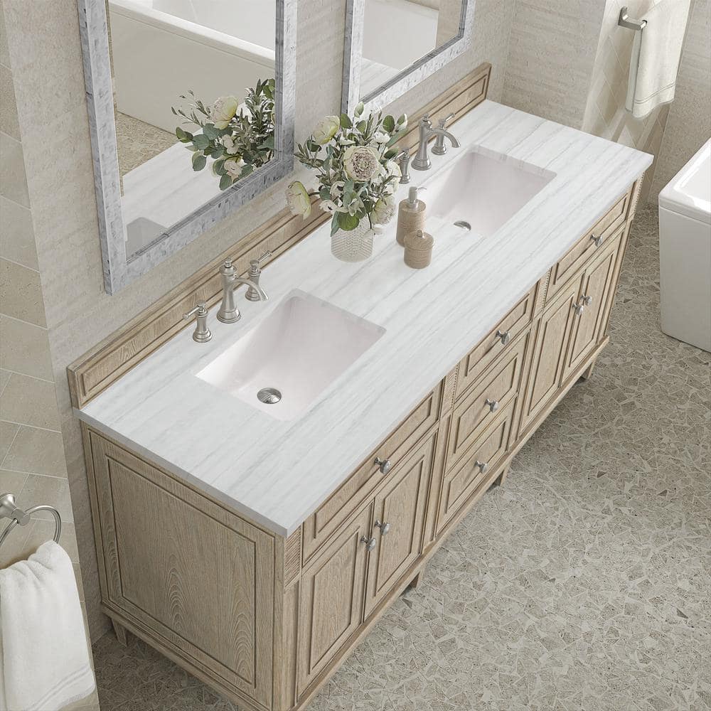 James Martin Vanities Lorelai 72" Double Sink Vanity in Whitewashed Oak with Arctic Fall Top - Image 6