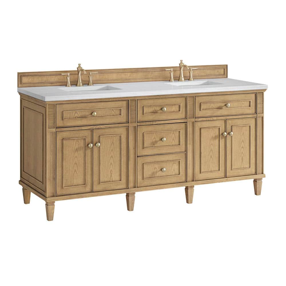 James Martin Vanities Lorelai 72" Double Vanity in Light Natural Oak with Arctic Fall Top - Image 6