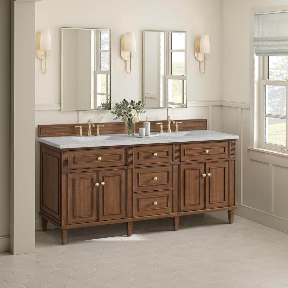 James Martin Vanities Lorelai 72" Double Vanity in Walnut with Quartz Top - Image 3