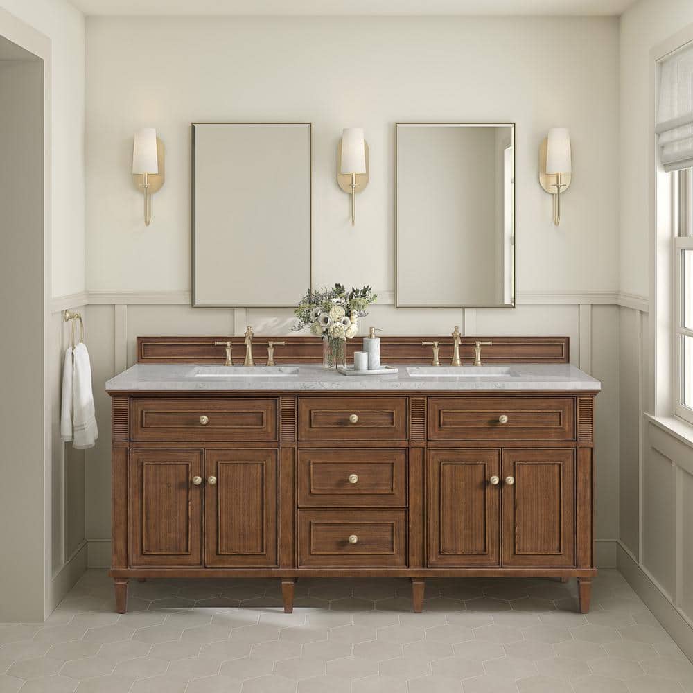 James Martin Vanities Lorelai 72" Double Vanity in Walnut with Quartz Top - Image 4