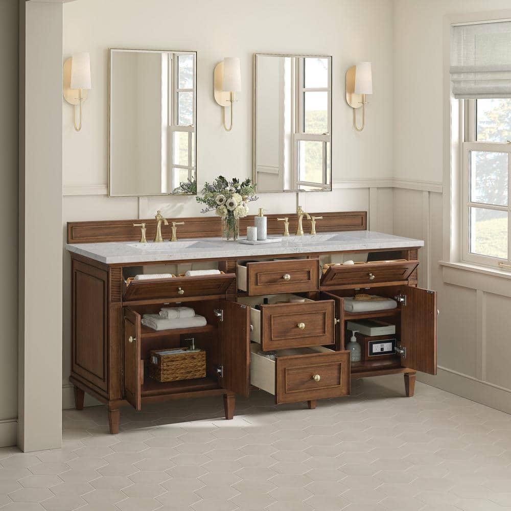 James Martin Vanities Lorelai 72" Double Vanity in Walnut with Quartz Top - Image 5