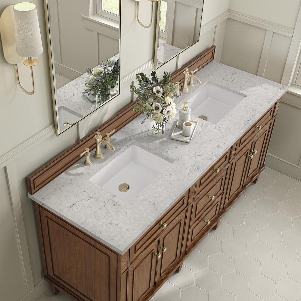 James Martin Vanities Lorelai 72" Double Vanity in Walnut with Quartz Top - Image 6