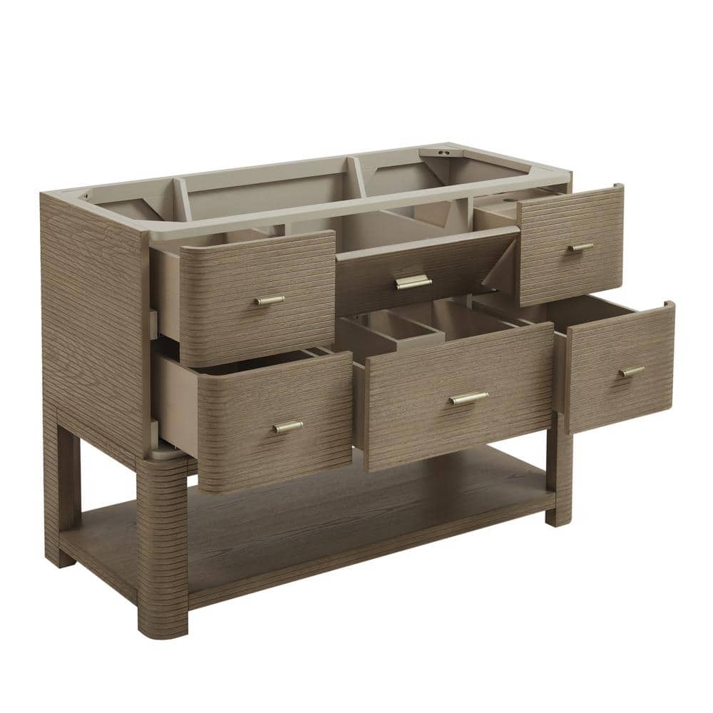 James Martin Vanities Lucian 48" Pebble Oak Bathroom Vanity Cabinet Without Top - Image 3