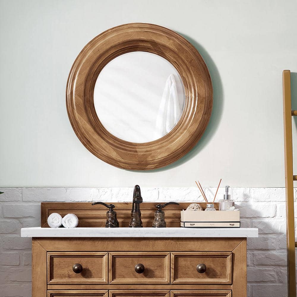 James Martin Vanities Malibu 26" Circular Wall Mirror in Honey Alder - Image 3
